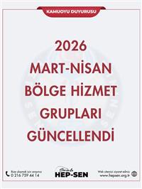 2026 Mart-Nisan Bölge Hizmet Grupları Güncellendi